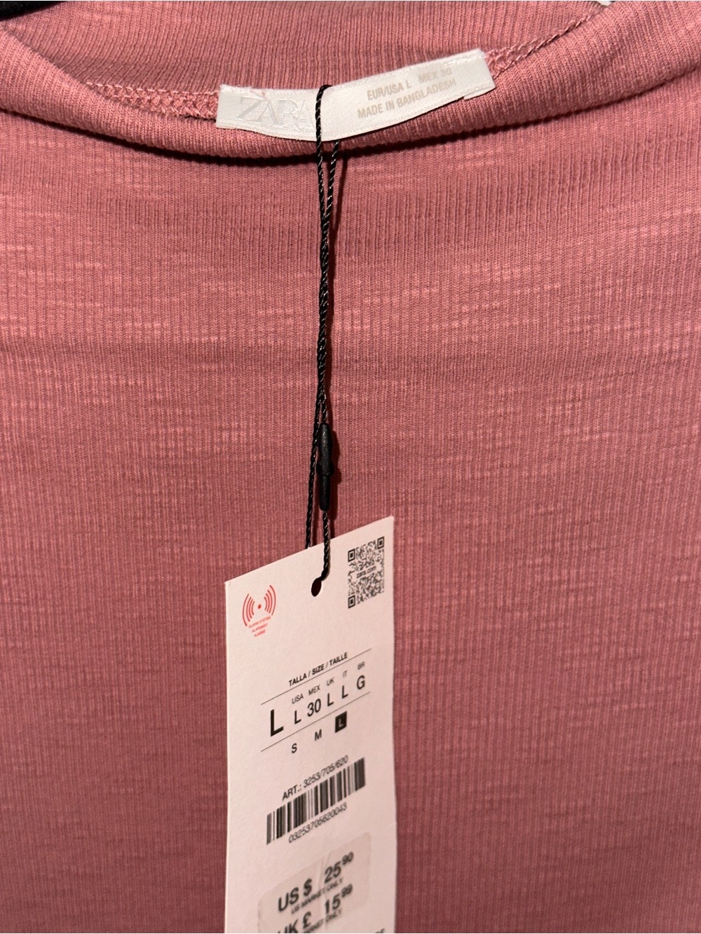 Zara Ribbed long Sleeve Bodysuit in Dusty Rose